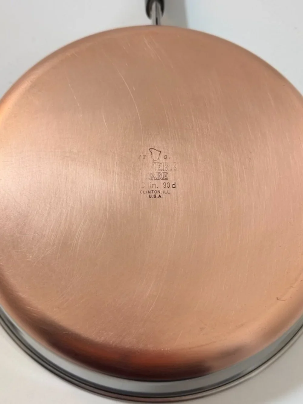 Vintage Revere Ware 10in -90d Skillet Frying Pan 1801 Copper Clad ILL USA w/ Lid